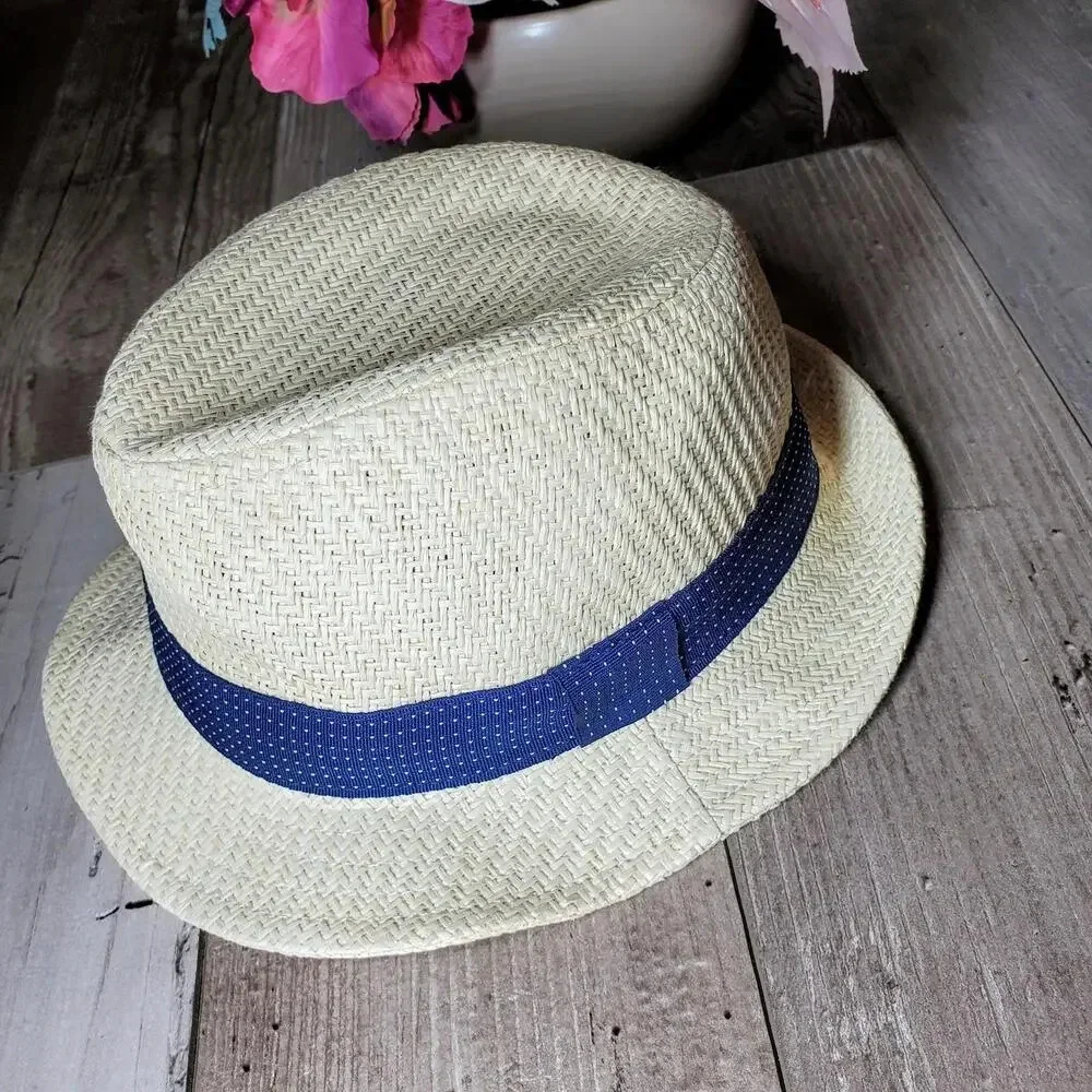 Old Navy Toddler Boy Straw Fedora Styled Hat Size Small 12-24M NWOT